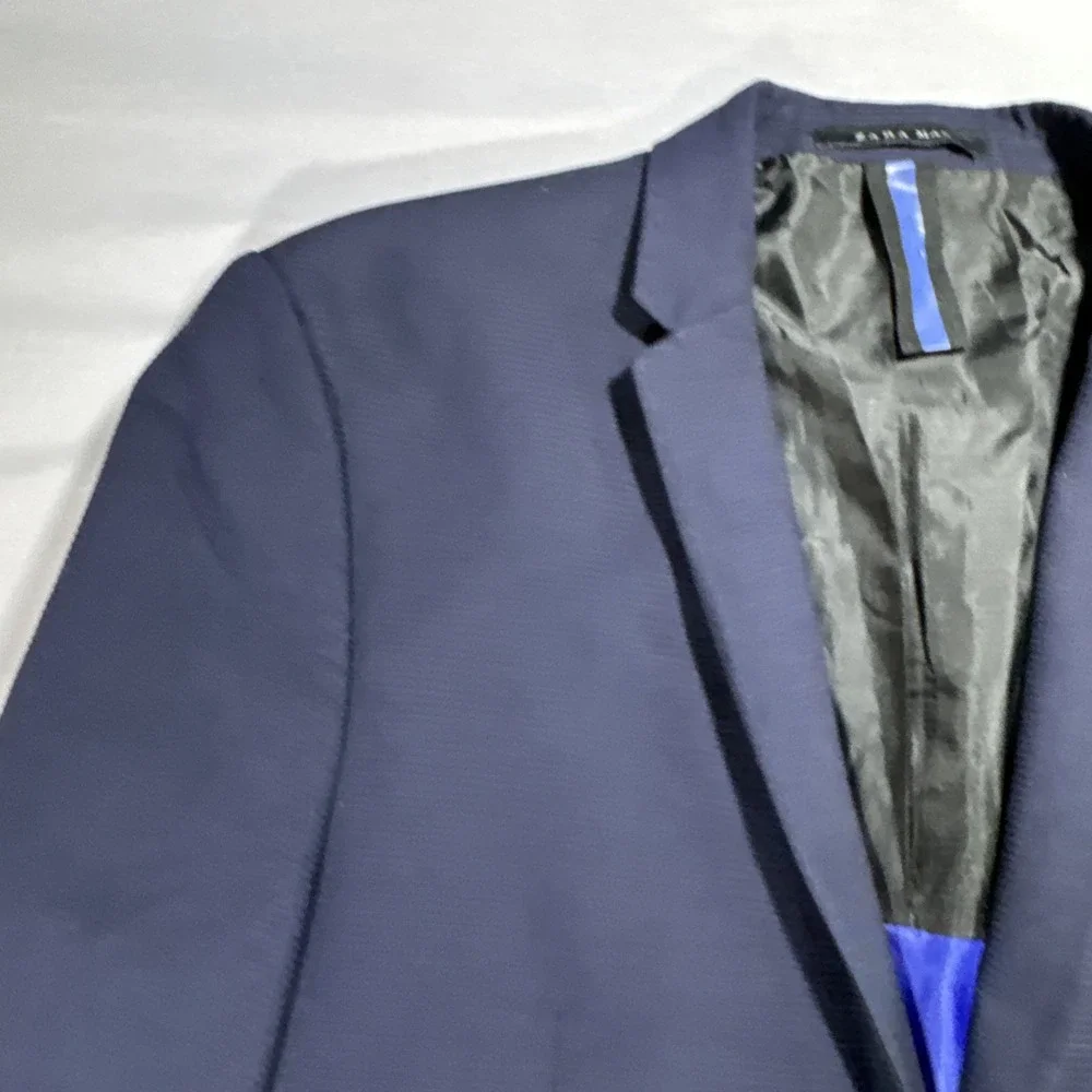 Zara Man Blazer Mens 46R Navy Two Button Slim Sport Coat Modern Minimal Formal